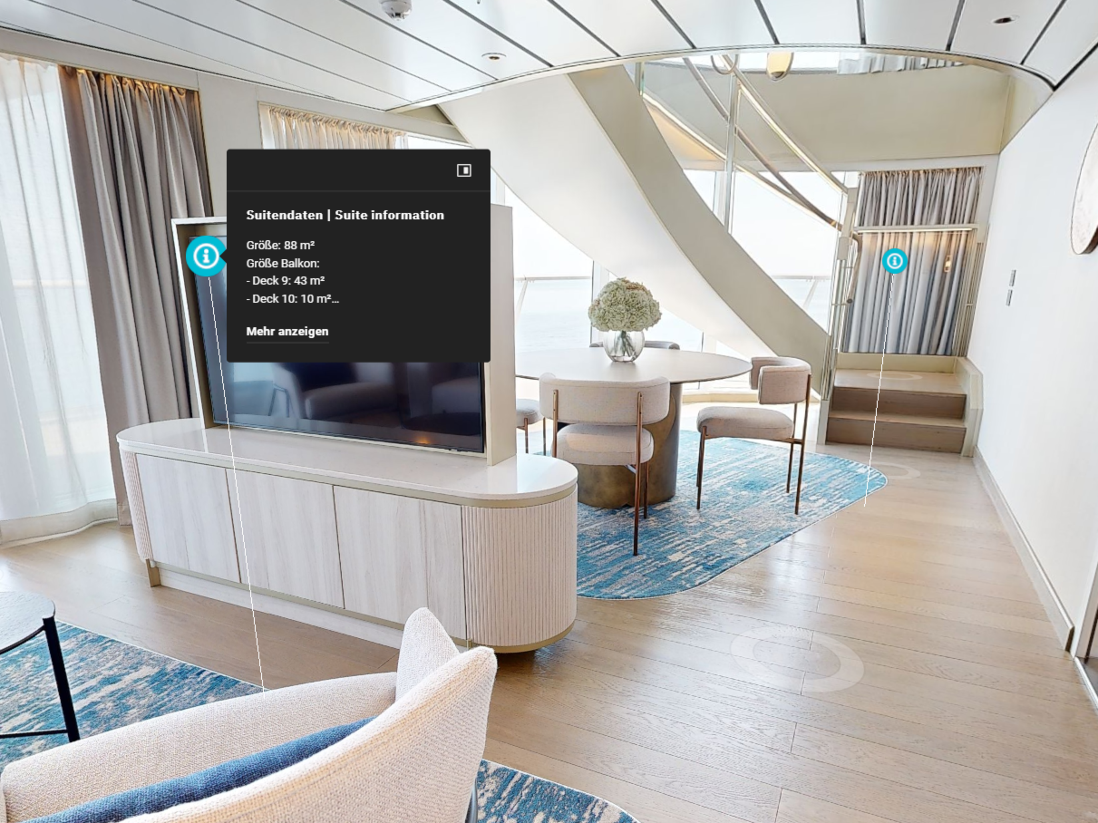 Virtueller Rundgang Loft-Suite Mein Schiff Flow Virtueller Rundgang Loft-Suite Mein Schiff Flow