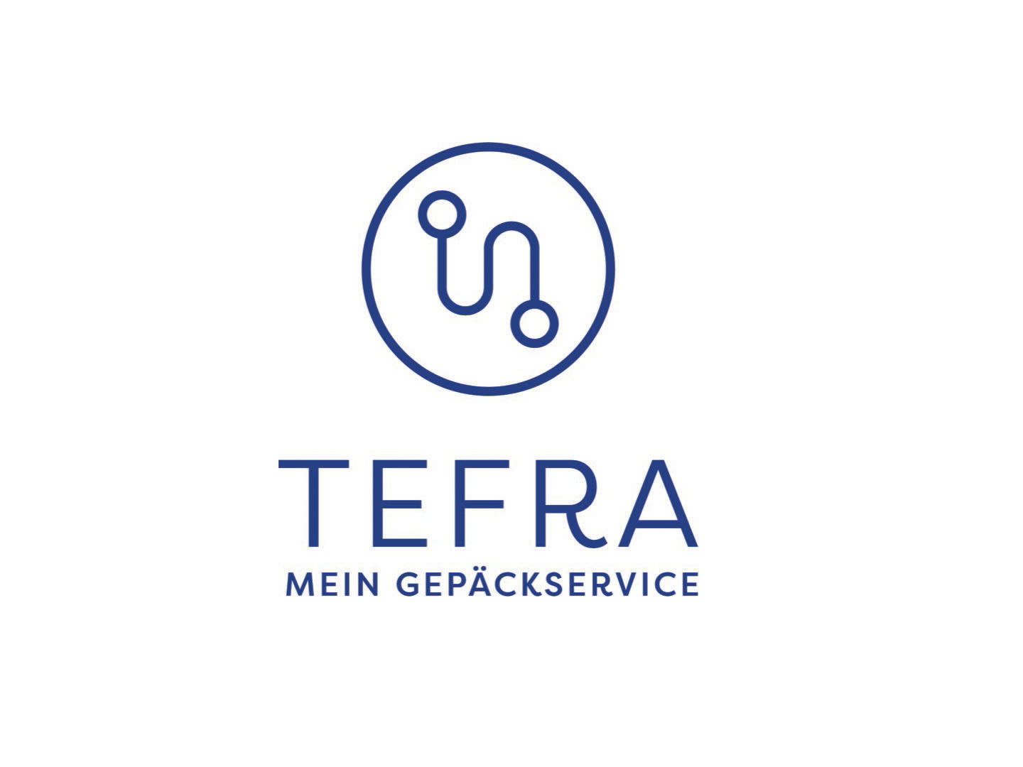 Logo von TEFRA Mein Gepäckservice, blauer Text und Symbol.