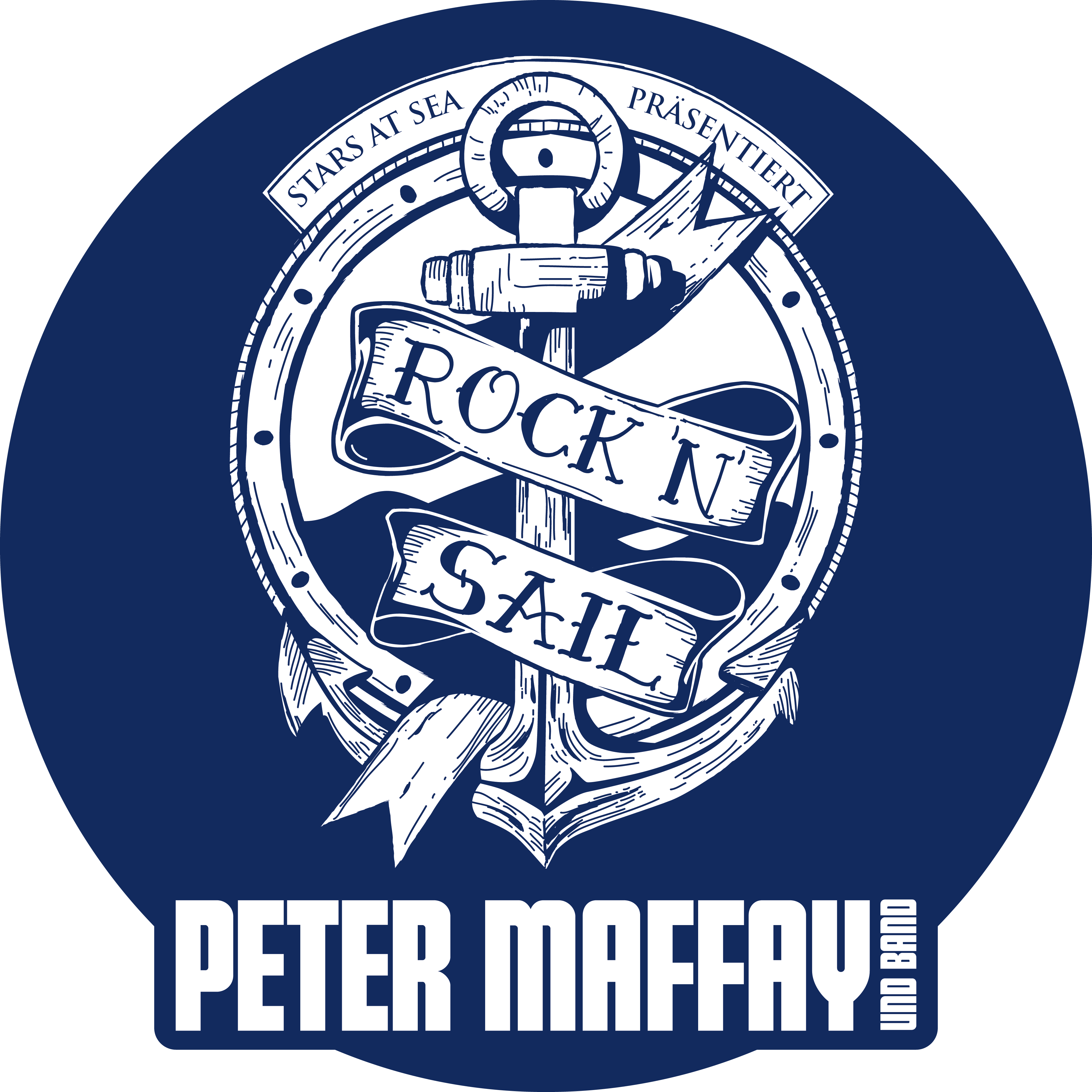 Anker mit Schriftzug "Rock 'n' Sail", Peter Maffay. Anker mit Schriftzug "Rock 'n' Sail", Peter Maffay.