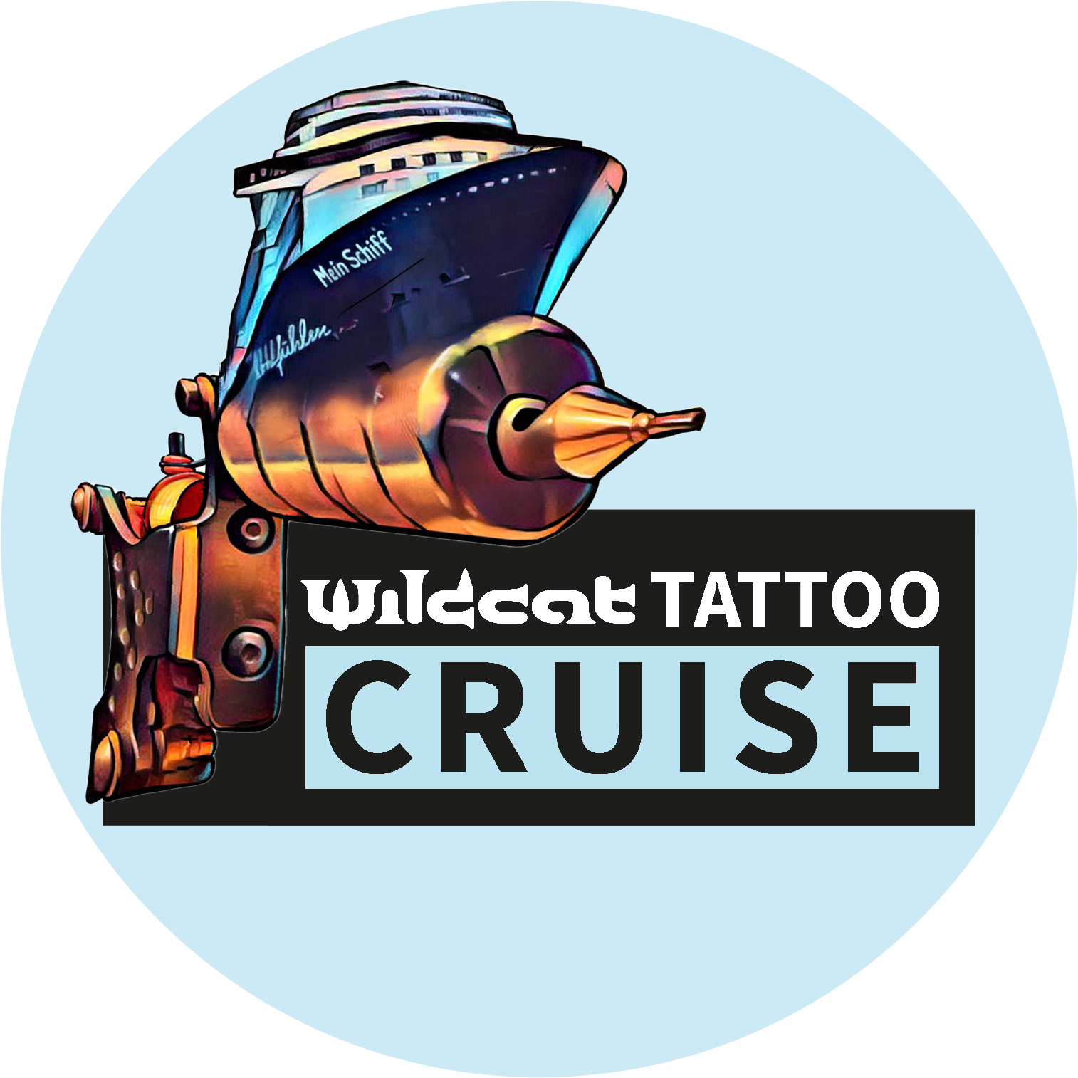 Kreuzfahrtschiff der Mein Schiff® Flotte als Tätowiermaschine.