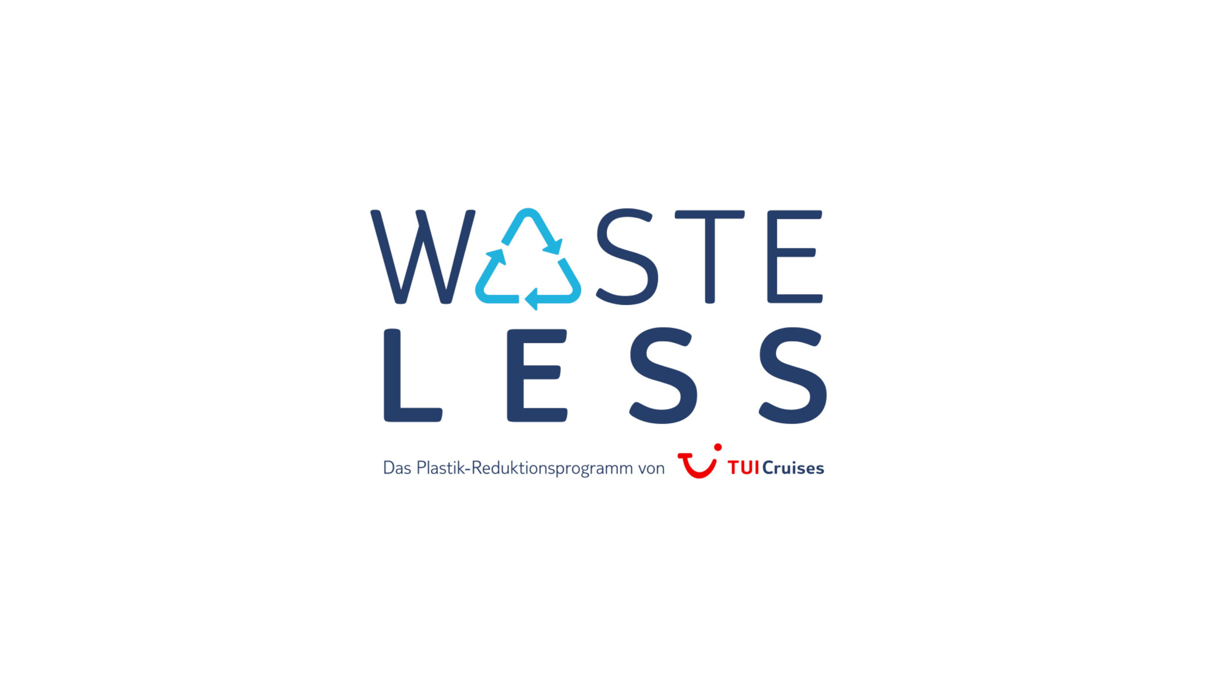 Waste Less Logo mit Recycling-Symbol und TUI Cruises Text.