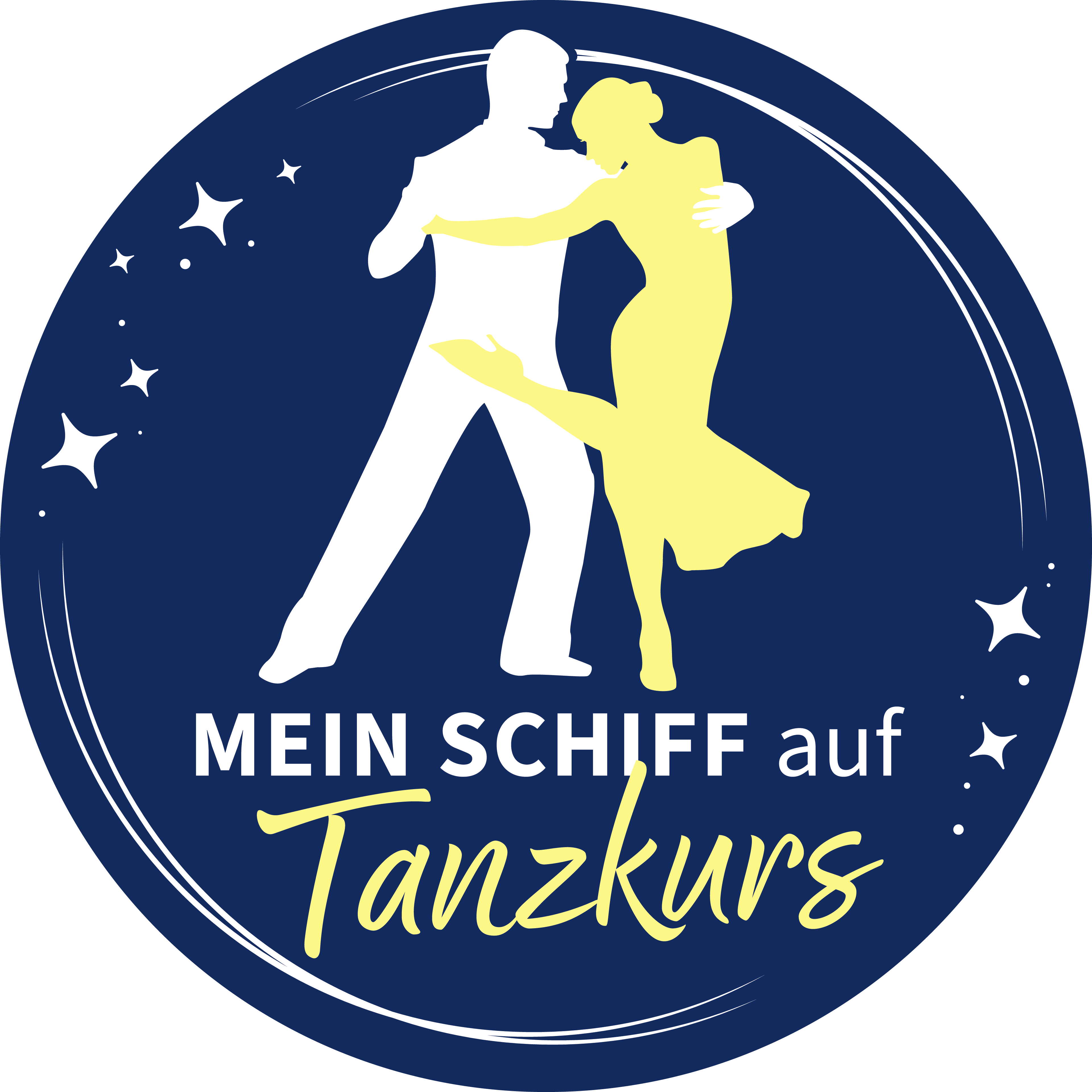 Tanzendes Paar in gelb und weiß auf blauem Hintergrund. Tanzendes Paar in gelb und weiß auf blauem Hintergrund.
