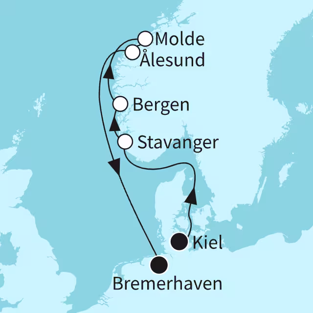 Norwegens Fjordwelten - ab Kiel/ bis Bremerhaven